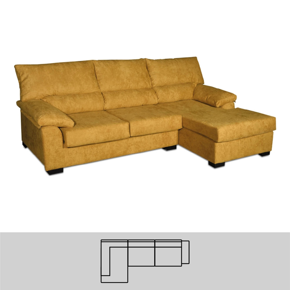 3 SEATS CHAISE (2 SEATS + CHAISE) 200 REVERSIBLE - VILLA MOD. 