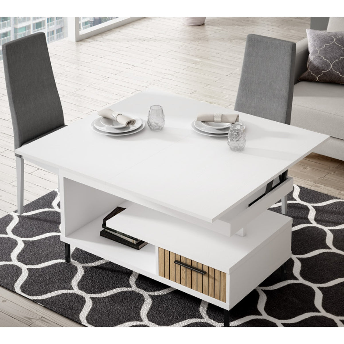 CAPRICCIO LIFTING AND CONVERTIBLE COFFEE TABLE